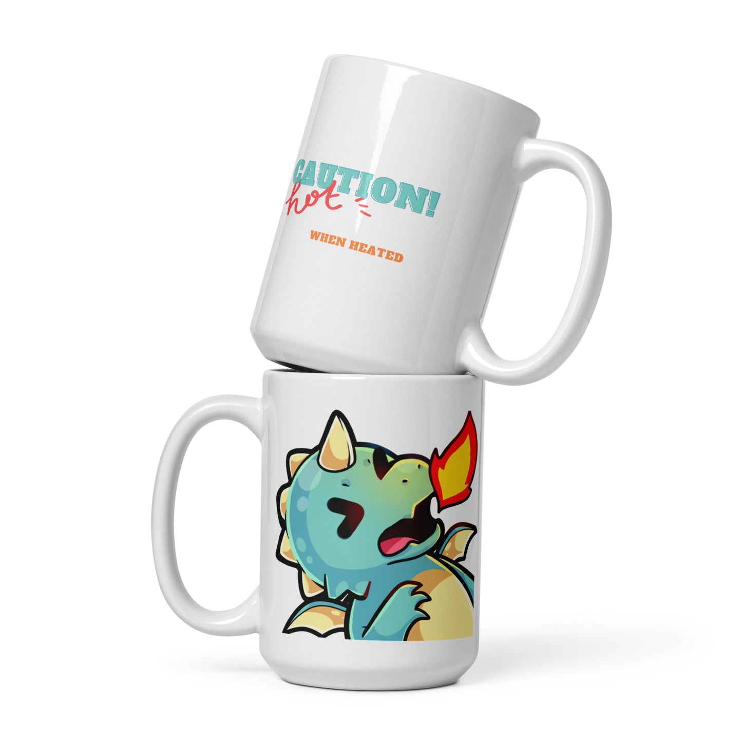 COdysaurus - White Glossy Mug - "Caution Hot When Heated"